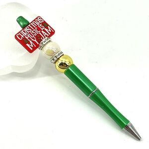 Christmas tree handmade pen NEW beads rhinestone bling red white green silver